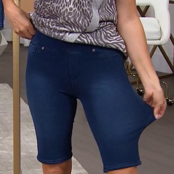 DG2 by Diane Gilman Comfort Waist Knit Flex Bermuda Indigo Short XS - Picture 7 of 7